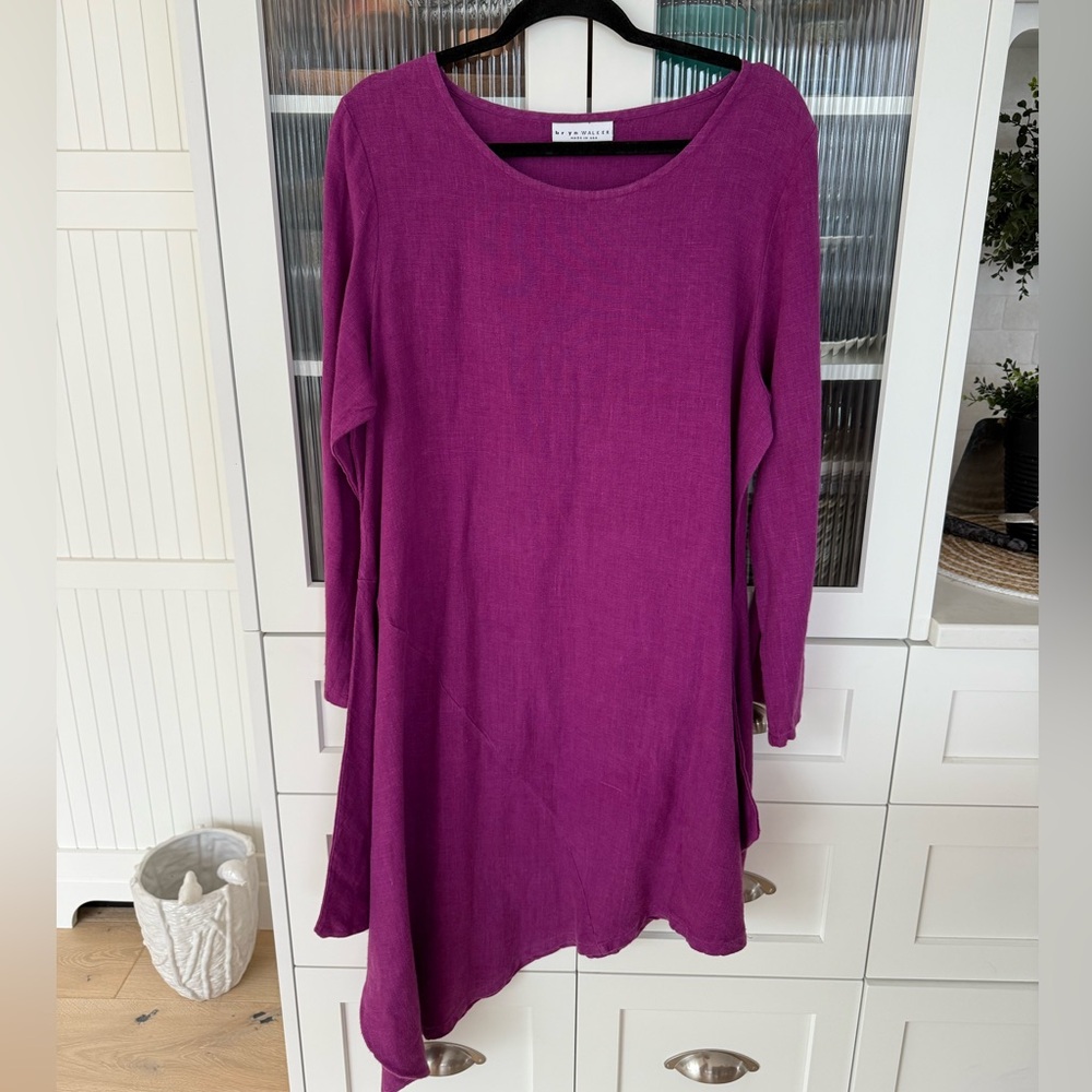 Bryan Walker linen Purple a-symmetrical  Tunic Top